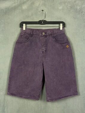 Vintage Y2K Slick Denim Shorts Mens Size 26 Faded Purple Skater